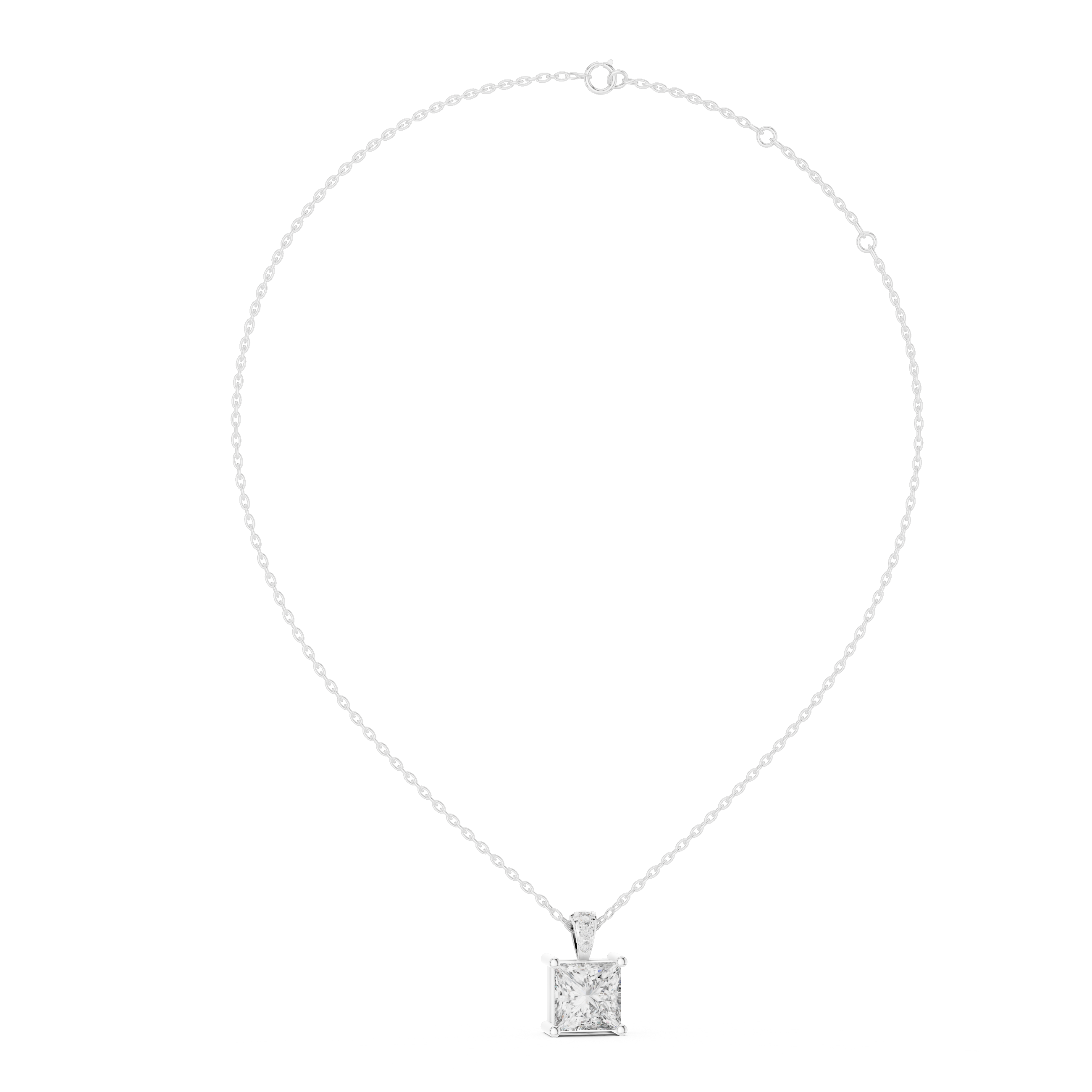 Princess Cut Solitaire Diamond Pendant