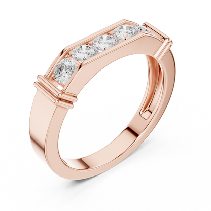 Round Cut Diamond Five-Stone Channel Band