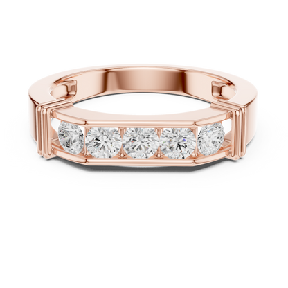 Round Cut Diamond Five-Stone Channel Band