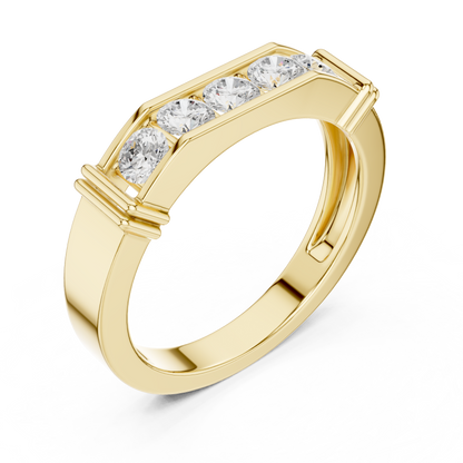 Round Cut Diamond Five-Stone Channel Band