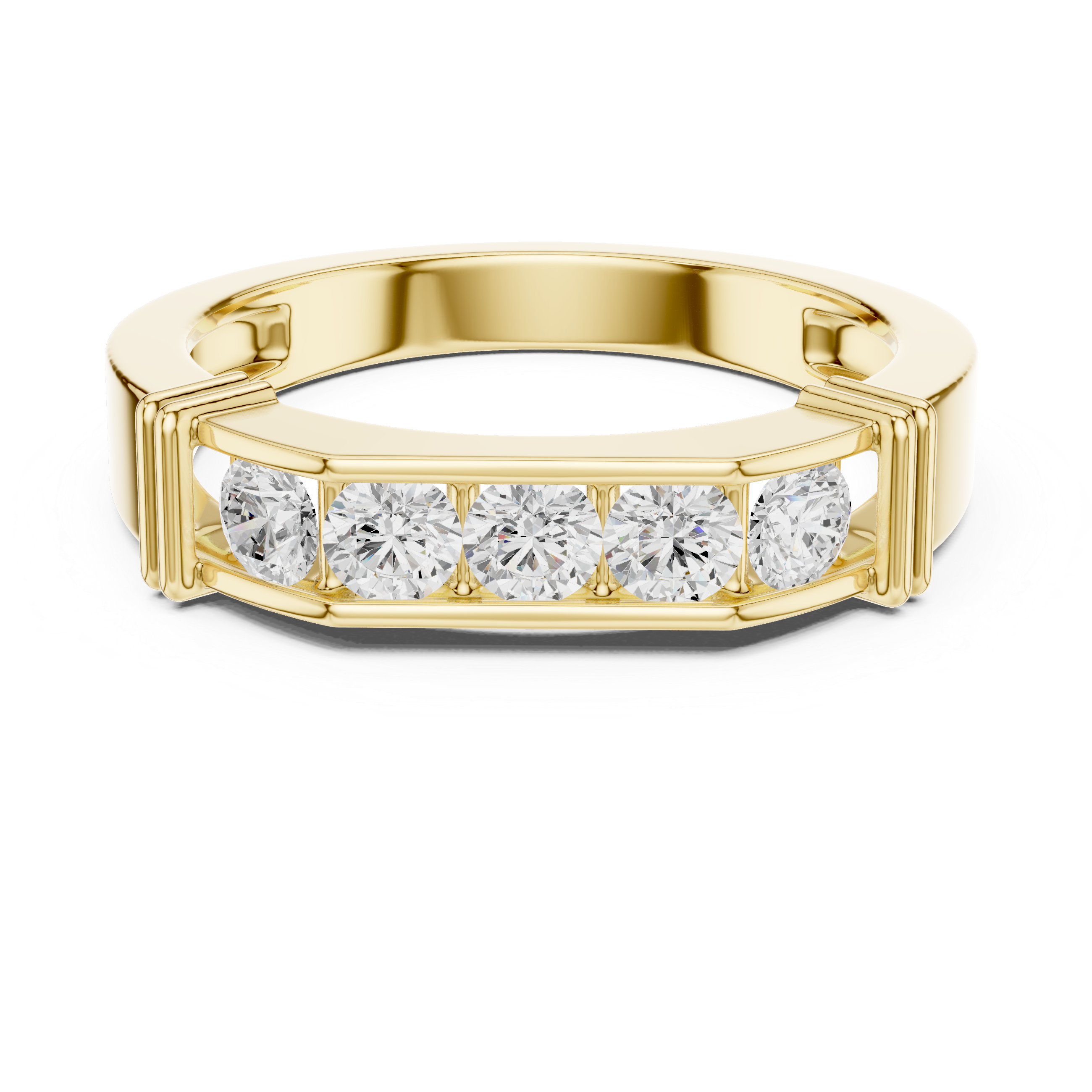 Round Cut Diamond Five-Stone Channel Band