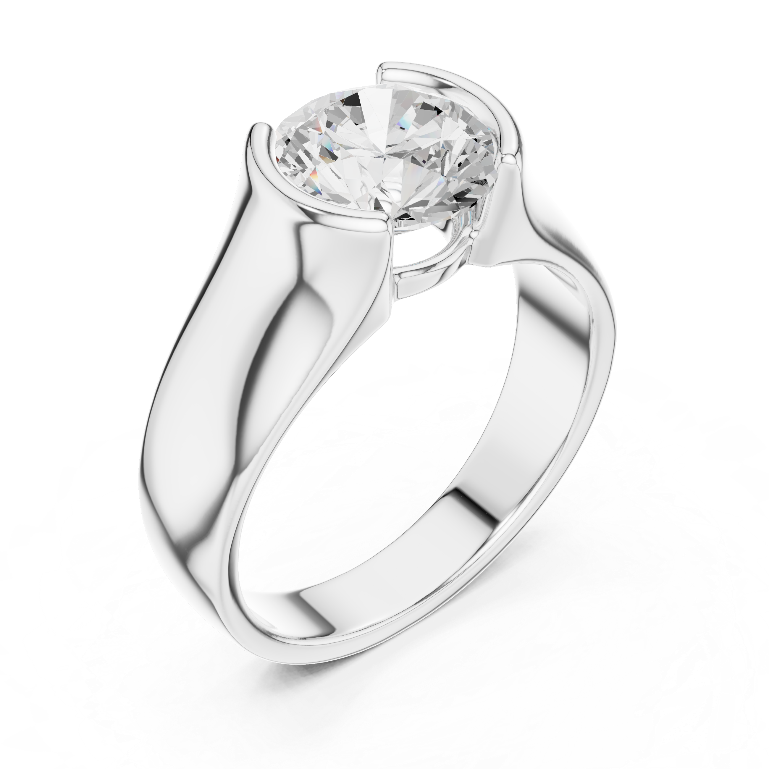 Sculptural Tension-Style Solitaire Ring