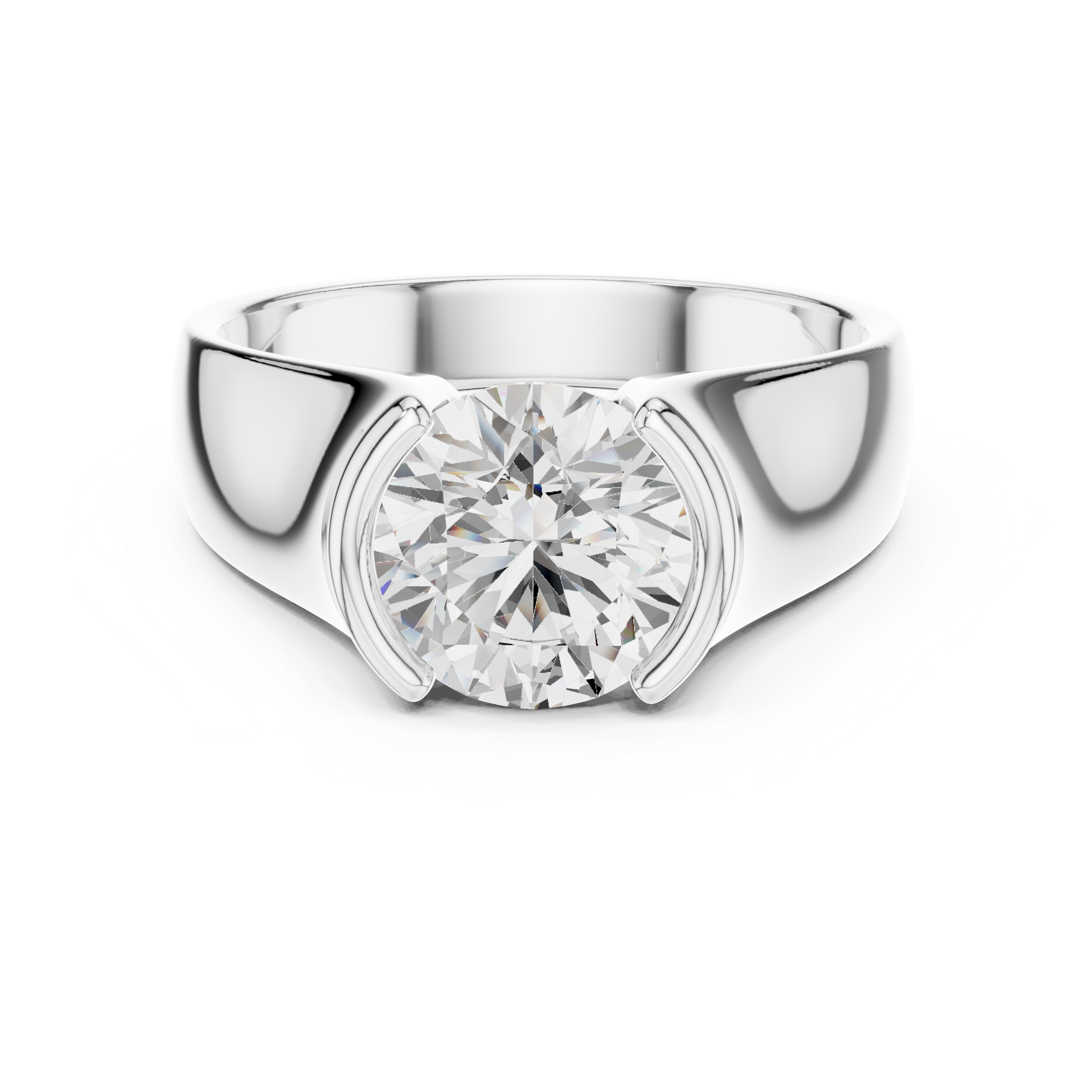 Sculptural Tension-Style Solitaire Ring