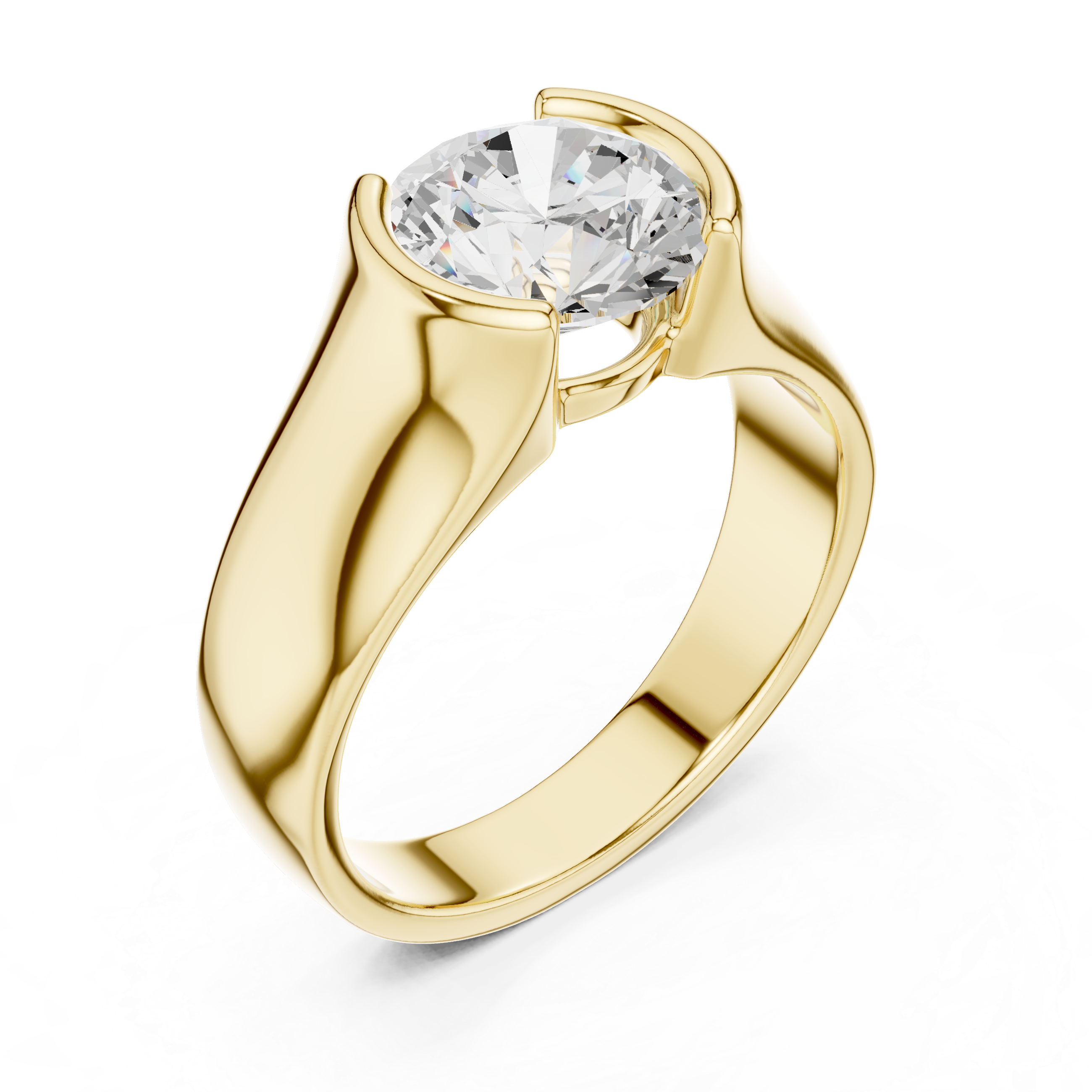Sculptural Tension-Style Solitaire Ring
