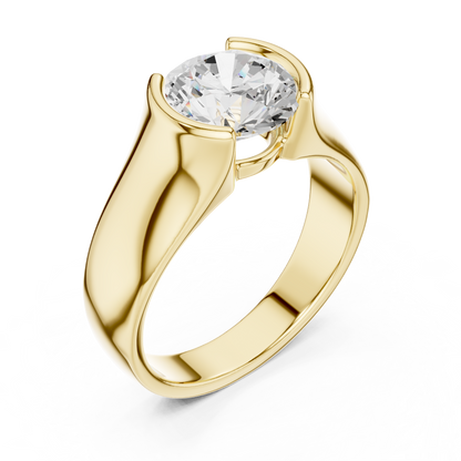 Sculptural Tension-Style Solitaire Ring