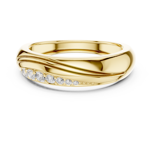 Men's Sculptural Wave Flush-Set Diamond Band