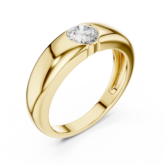 Men's Round Flush-Set Solitaire Band