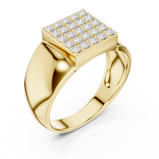 Men's Square Pavé Diamond Signet Ring