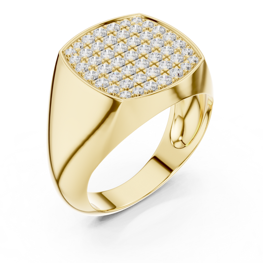 Men's Cushion Pavé Diamond Signet Ring