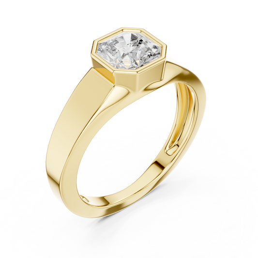Men's Radiant Cut Octagonal Bezel Solitaire Band