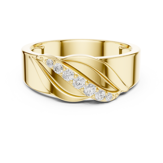 Men's Curved Ridge Diagonal Diamond Band