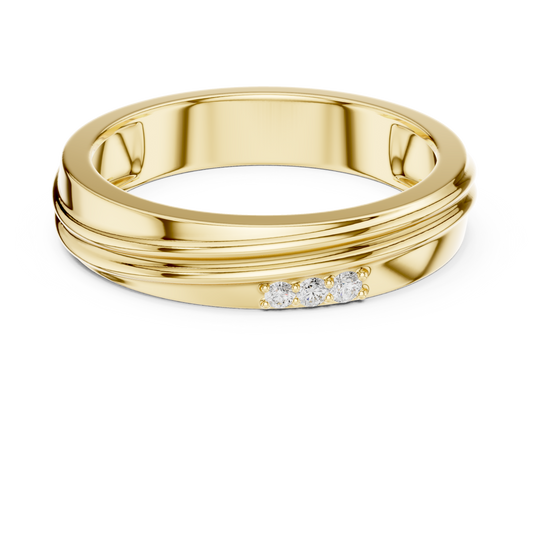 Men's Dual-Groove Three-Stone Flush-Set Band