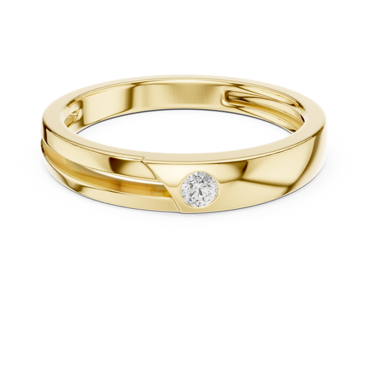 Men's Linear Accent Flush-Set Wedding Band