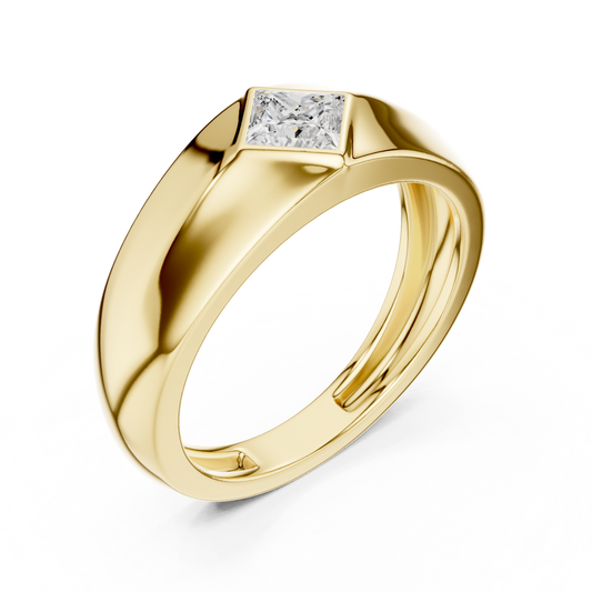 Men's Kite-Set Princess Cut Bezel Solitaire Band