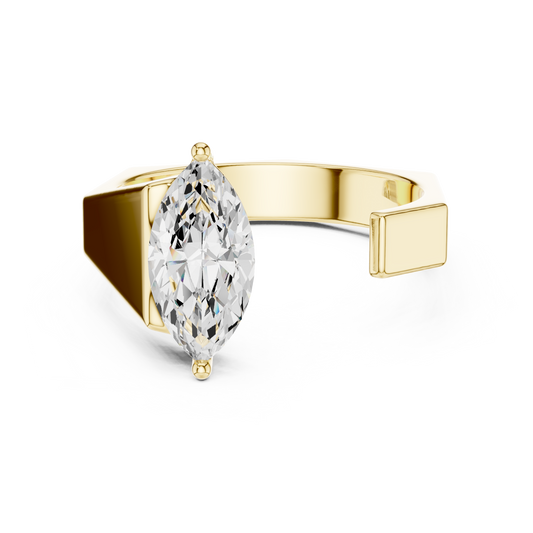 Men's Marquise Cut V-Prong Geometric Bypass Band