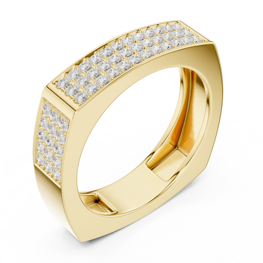 Men's Rectangular Geometric Pavé Band Ring