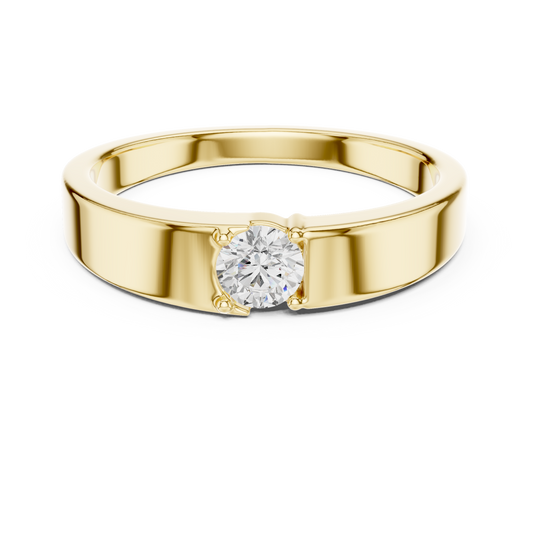 Men's Flat-Top Inset Round Diamond Band