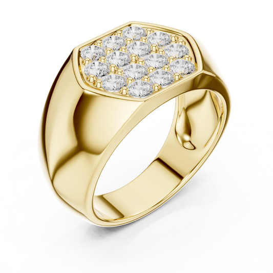 Men's Cushion Pavé Diamond Signet Ring