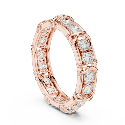 Round Cut Diamond Cross-Prong Eternity Band