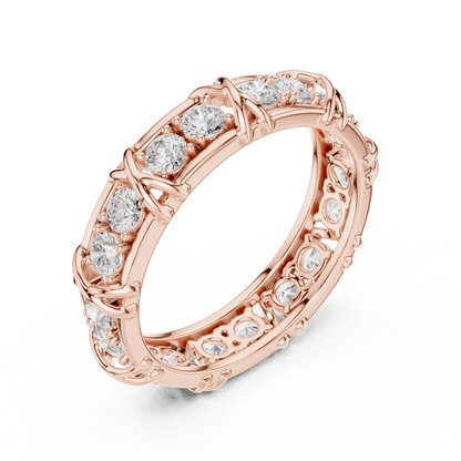Round Cut Diamond Cross-Prong Eternity Band