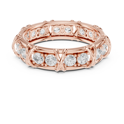 Round Cut Diamond Cross-Prong Eternity Band