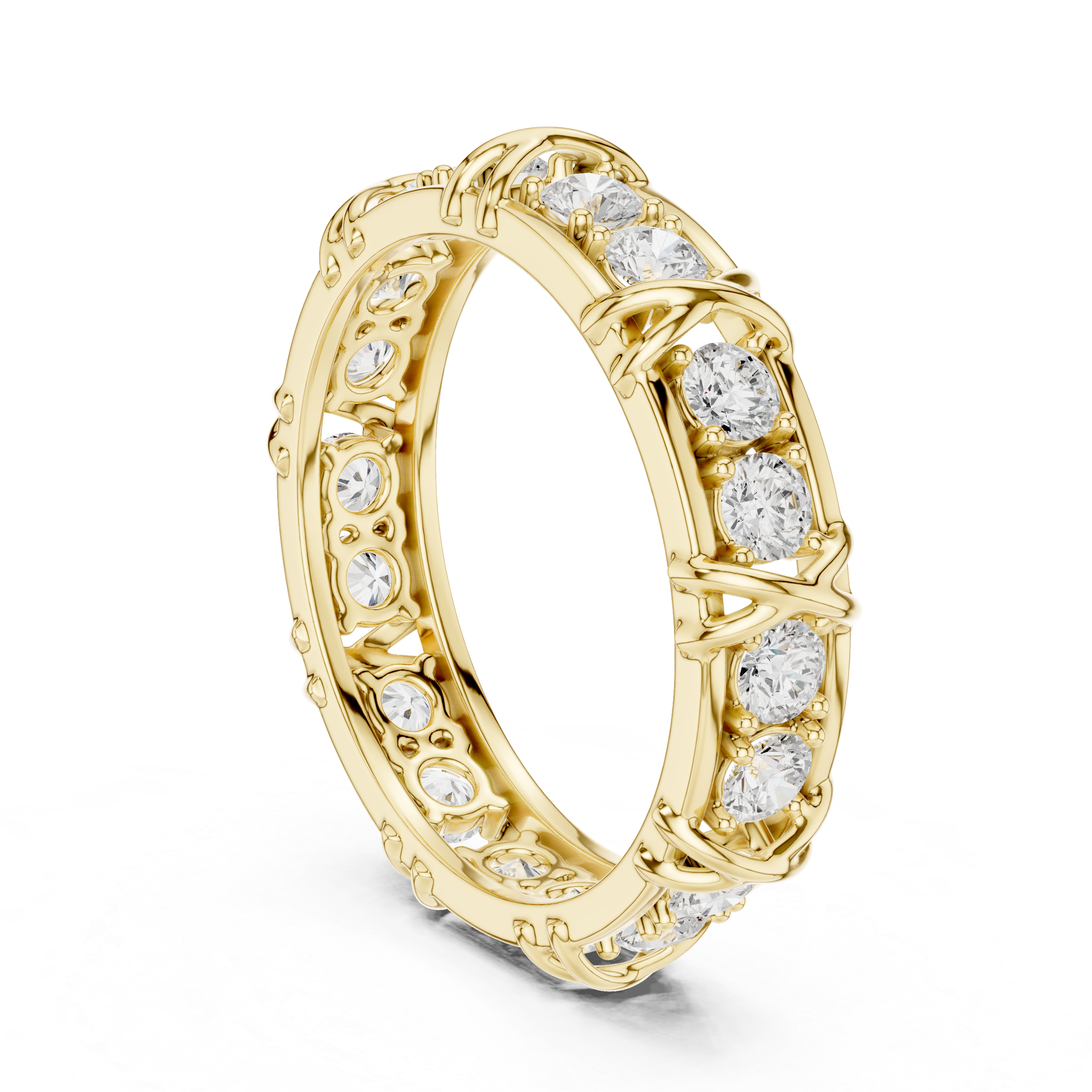 Round Cut Diamond Cross-Prong Eternity Band