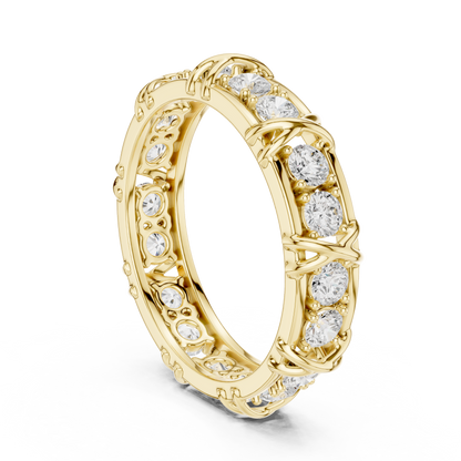 Round Cut Diamond Cross-Prong Eternity Band