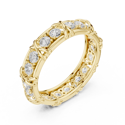 Round Cut Diamond Cross-Prong Eternity Band