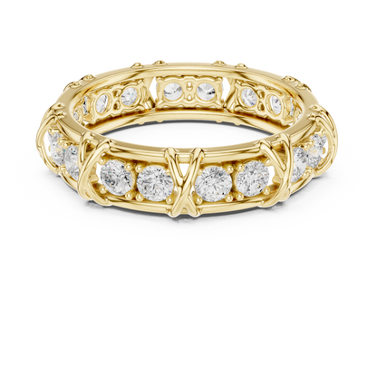 Round Cut Diamond Cross-Prong Eternity Band