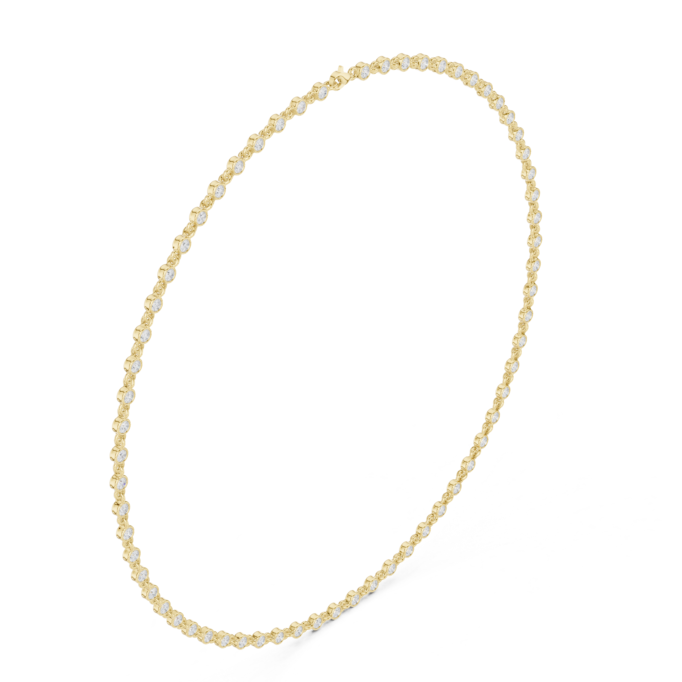 Bezel-Set Station Diamond Tennis Chain Necklace