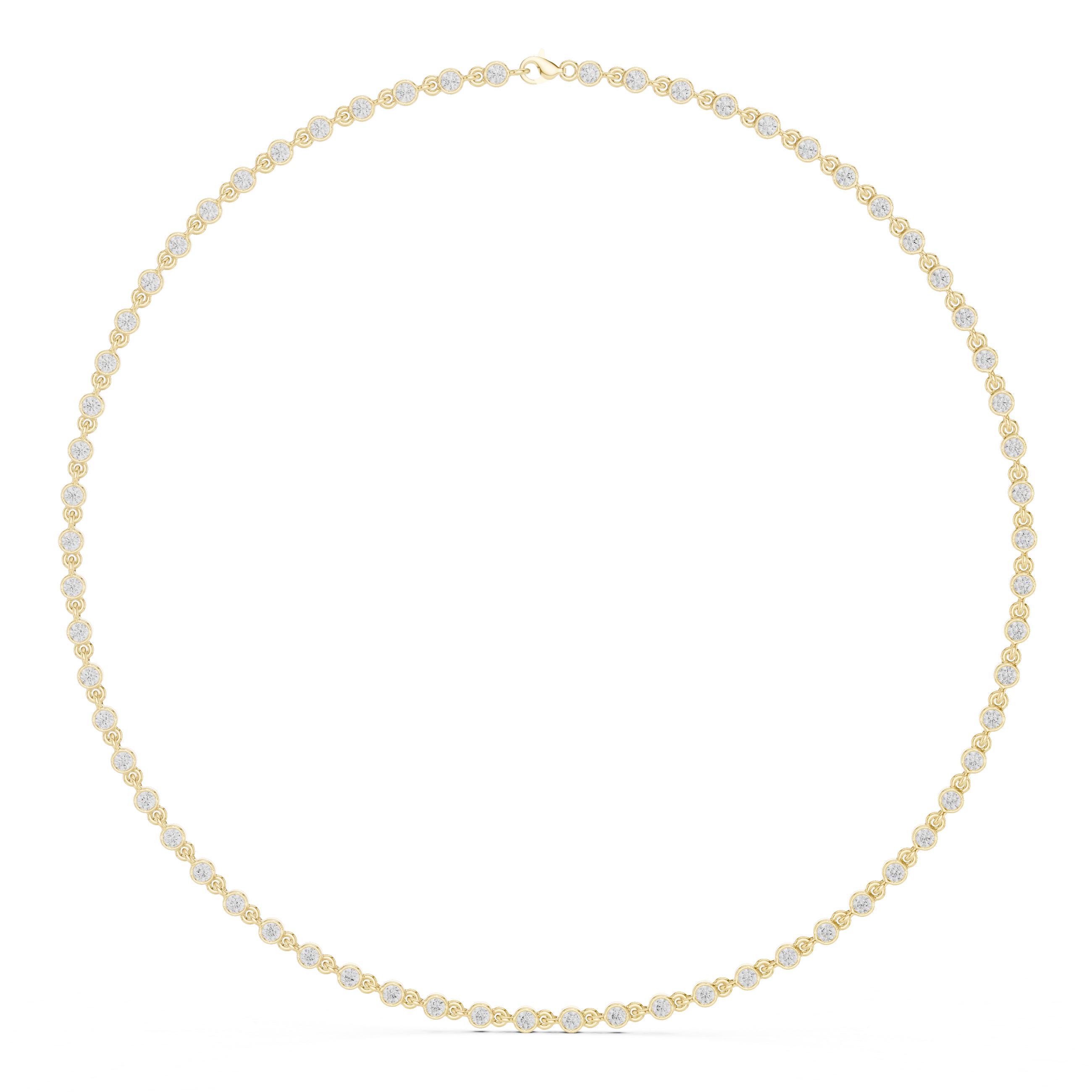 Bezel-Set Station Diamond Tennis Chain Necklace