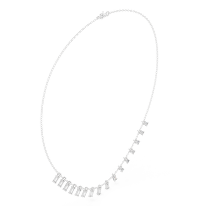 Cascading Baguette Diamond Fringe Necklace
