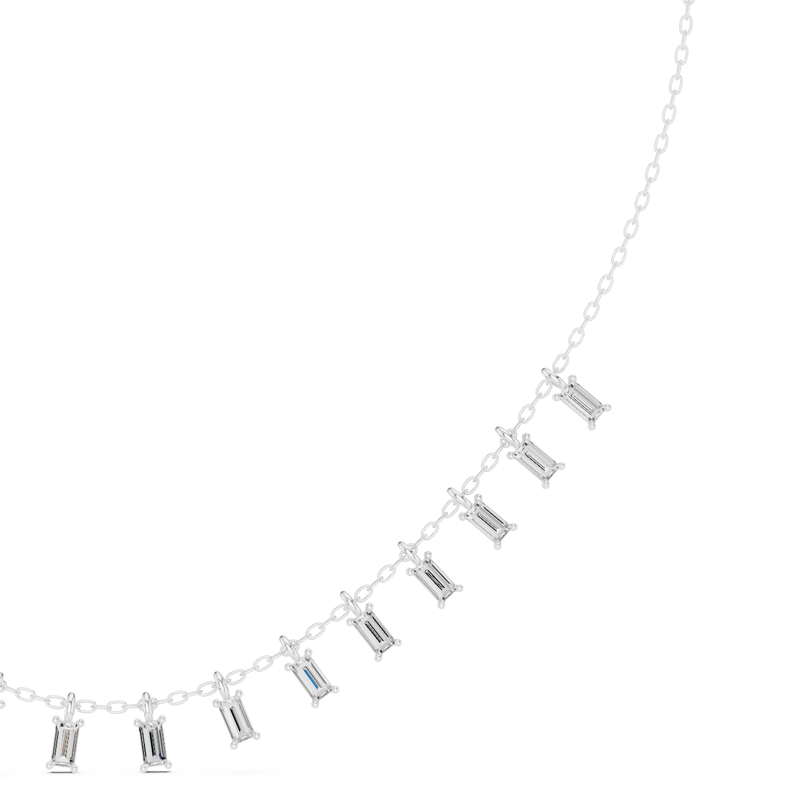 Cascading Baguette Diamond Fringe Necklace