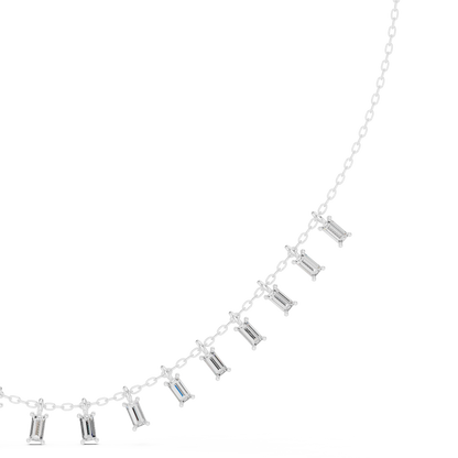 Cascading Baguette Diamond Fringe Necklace
