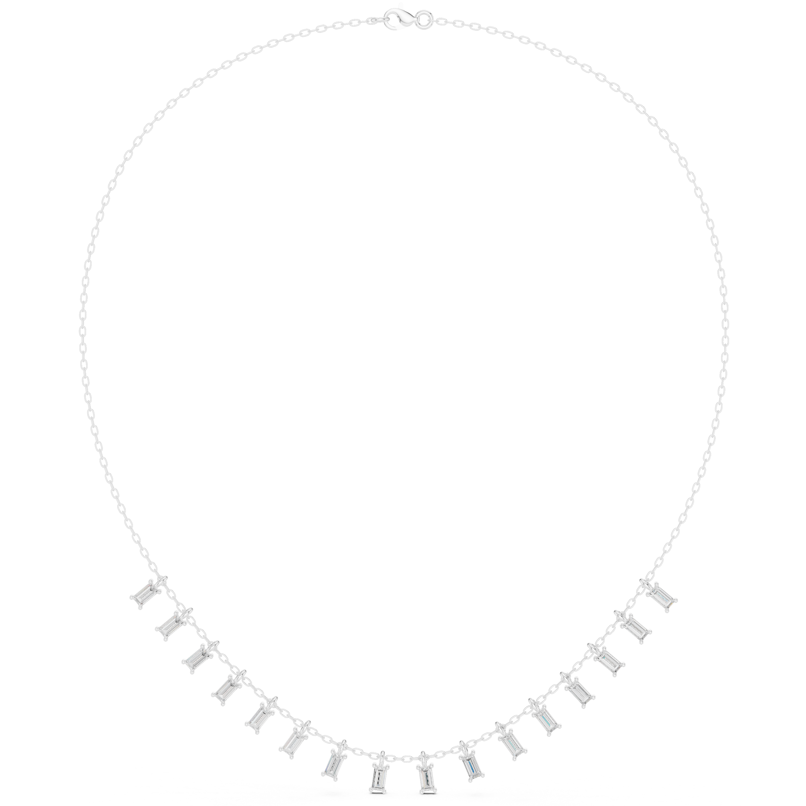 Cascading Baguette Diamond Fringe Necklace