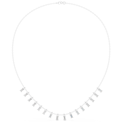 Cascading Baguette Diamond Fringe Necklace