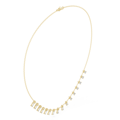 Cascading Baguette Diamond Fringe Necklace