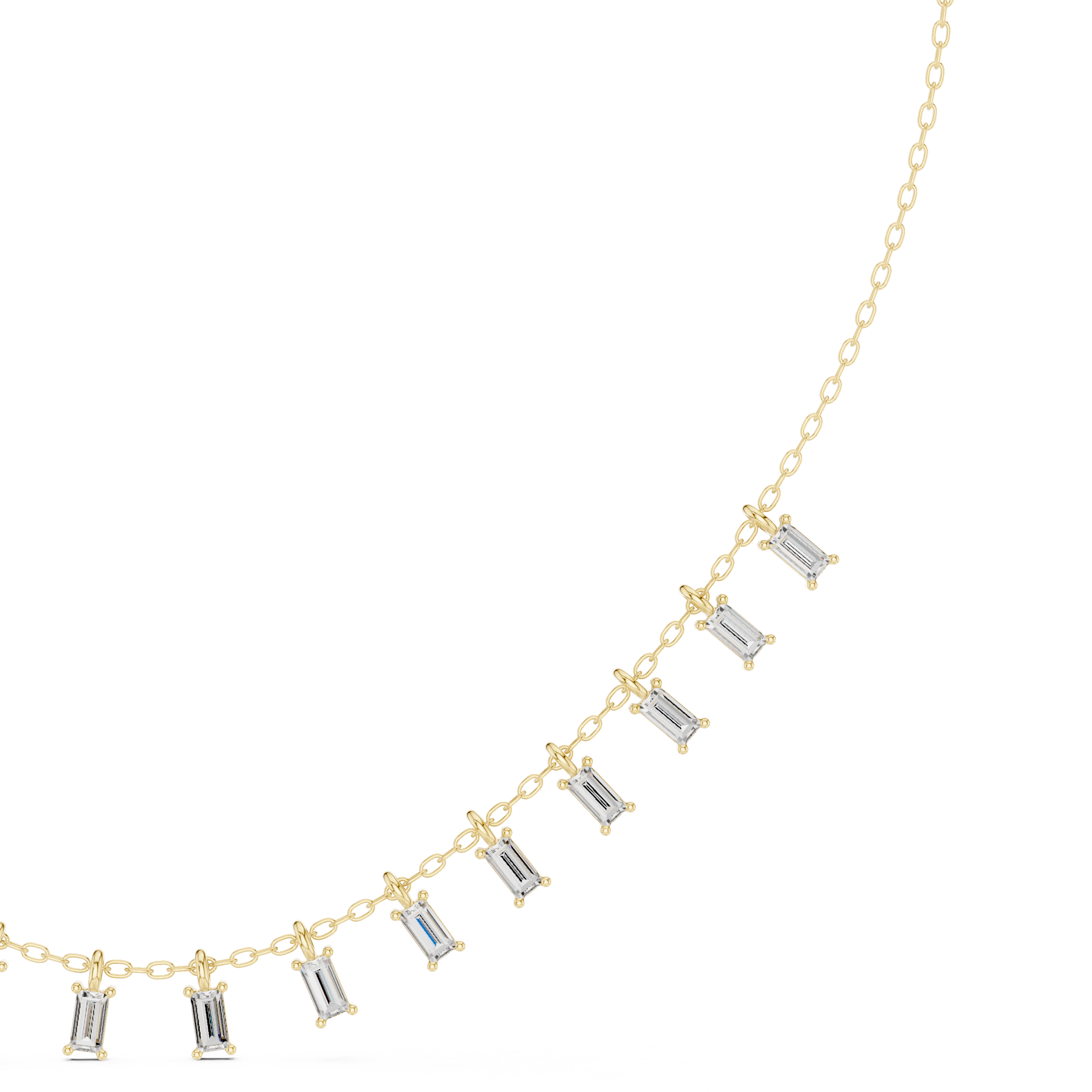 Cascading Baguette Diamond Fringe Necklace
