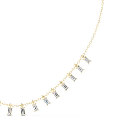 Cascading Baguette Diamond Fringe Necklace