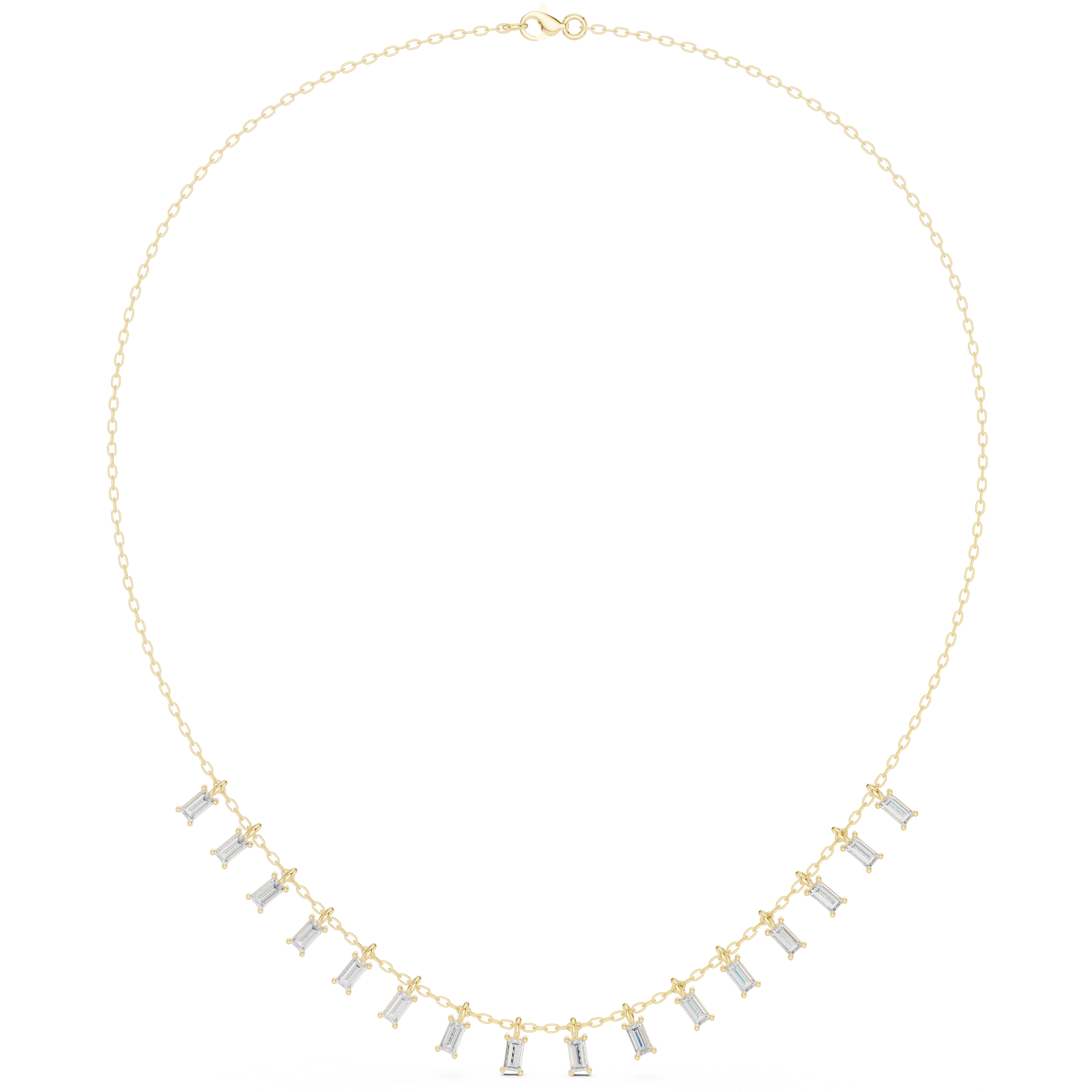 Cascading Baguette Diamond Fringe Necklace