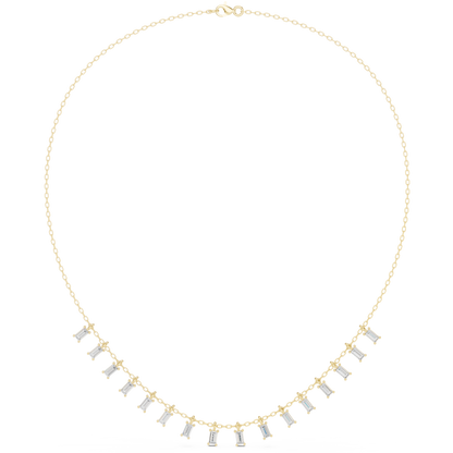 Cascading Baguette Diamond Fringe Necklace