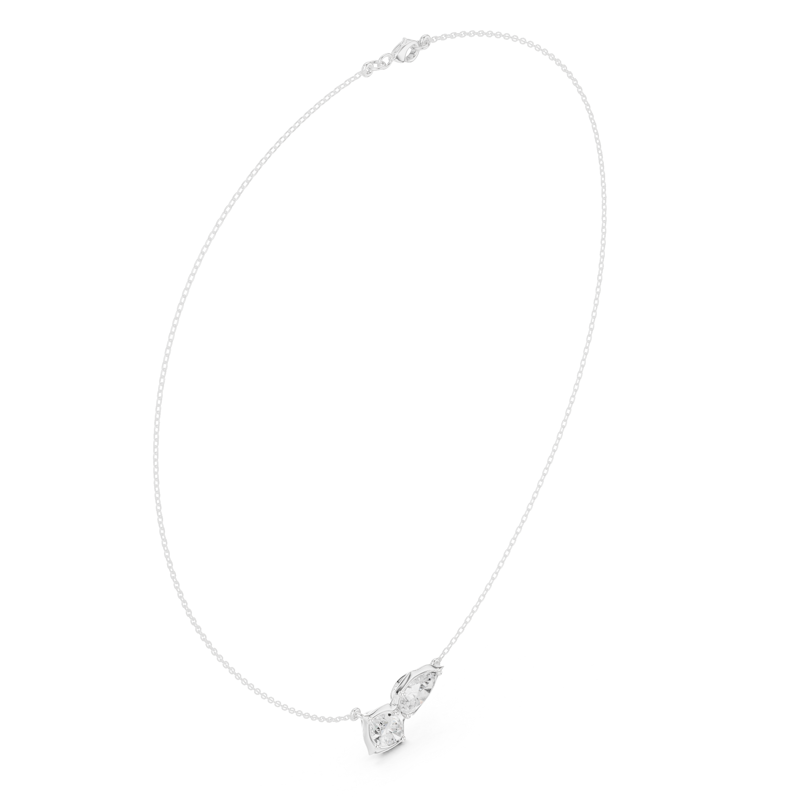 The Toi et Moi Pear and Marquise Bezel Necklace