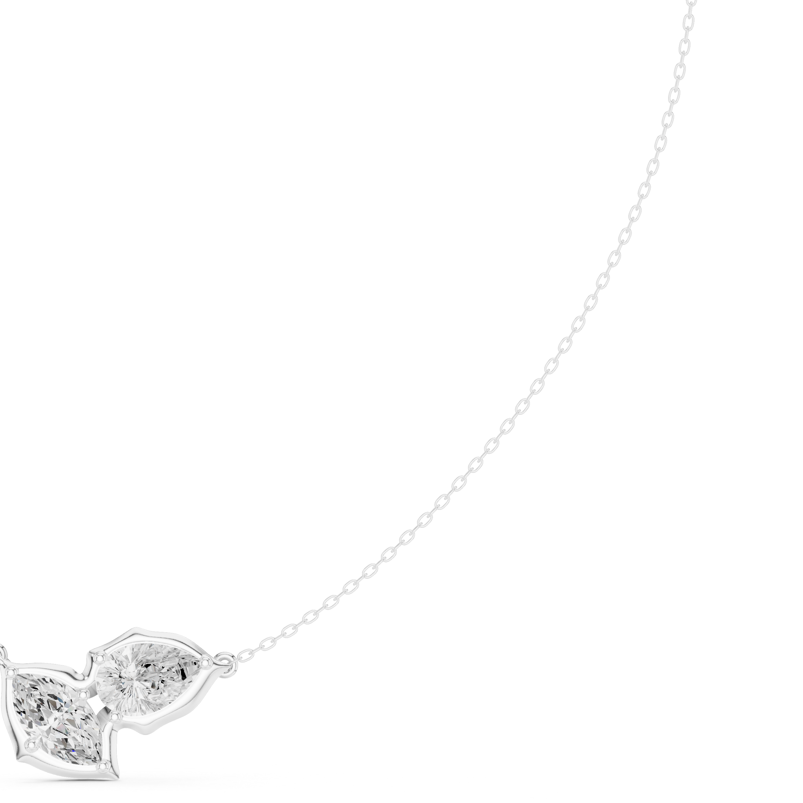 The Toi et Moi Pear and Marquise Bezel Necklace