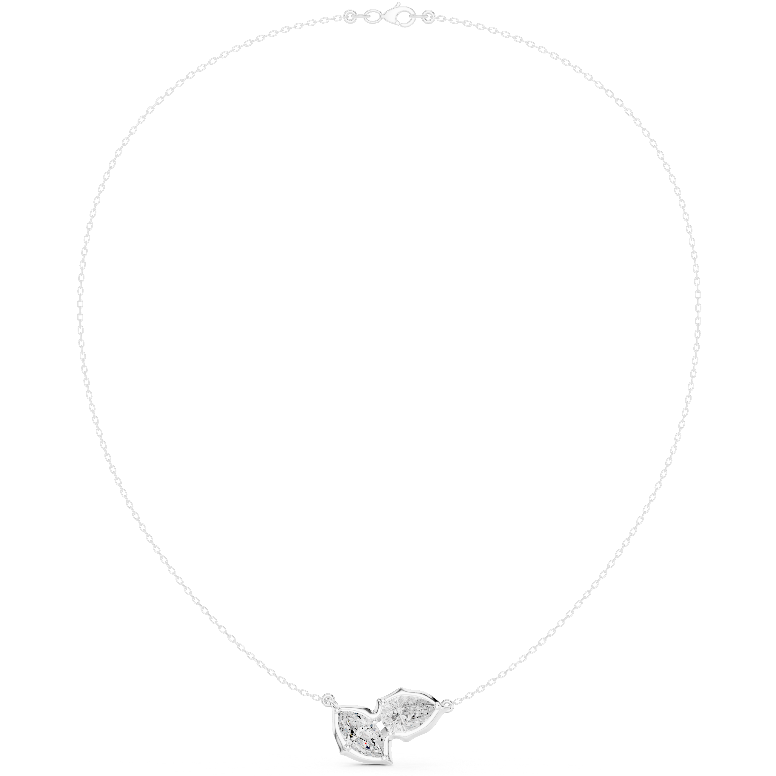 The Toi et Moi Pear and Marquise Bezel Necklace