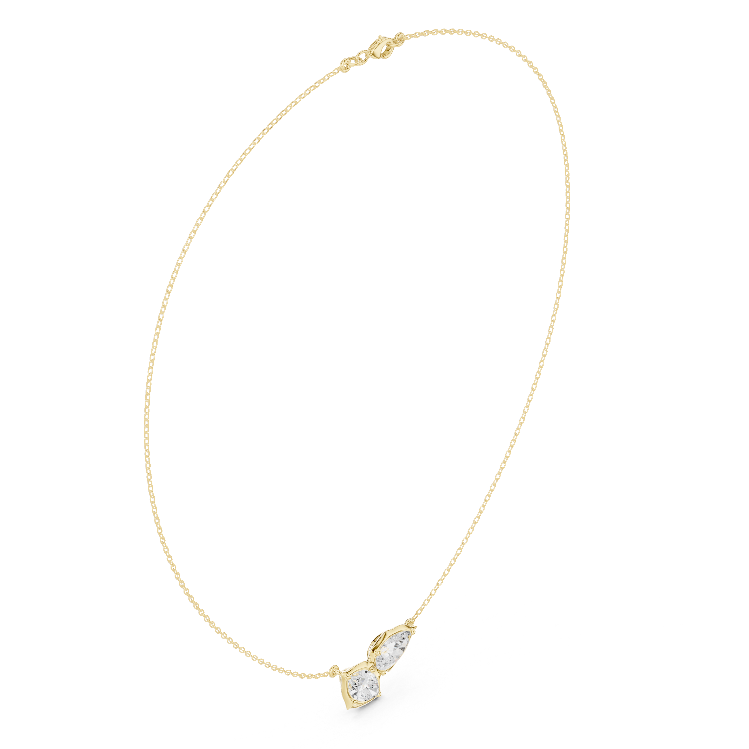 The Toi et Moi Pear and Marquise Bezel Necklace