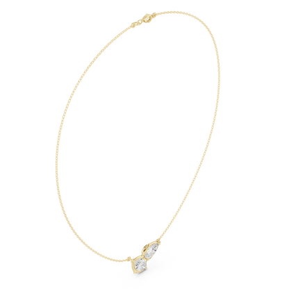 The Toi et Moi Pear and Marquise Bezel Necklace