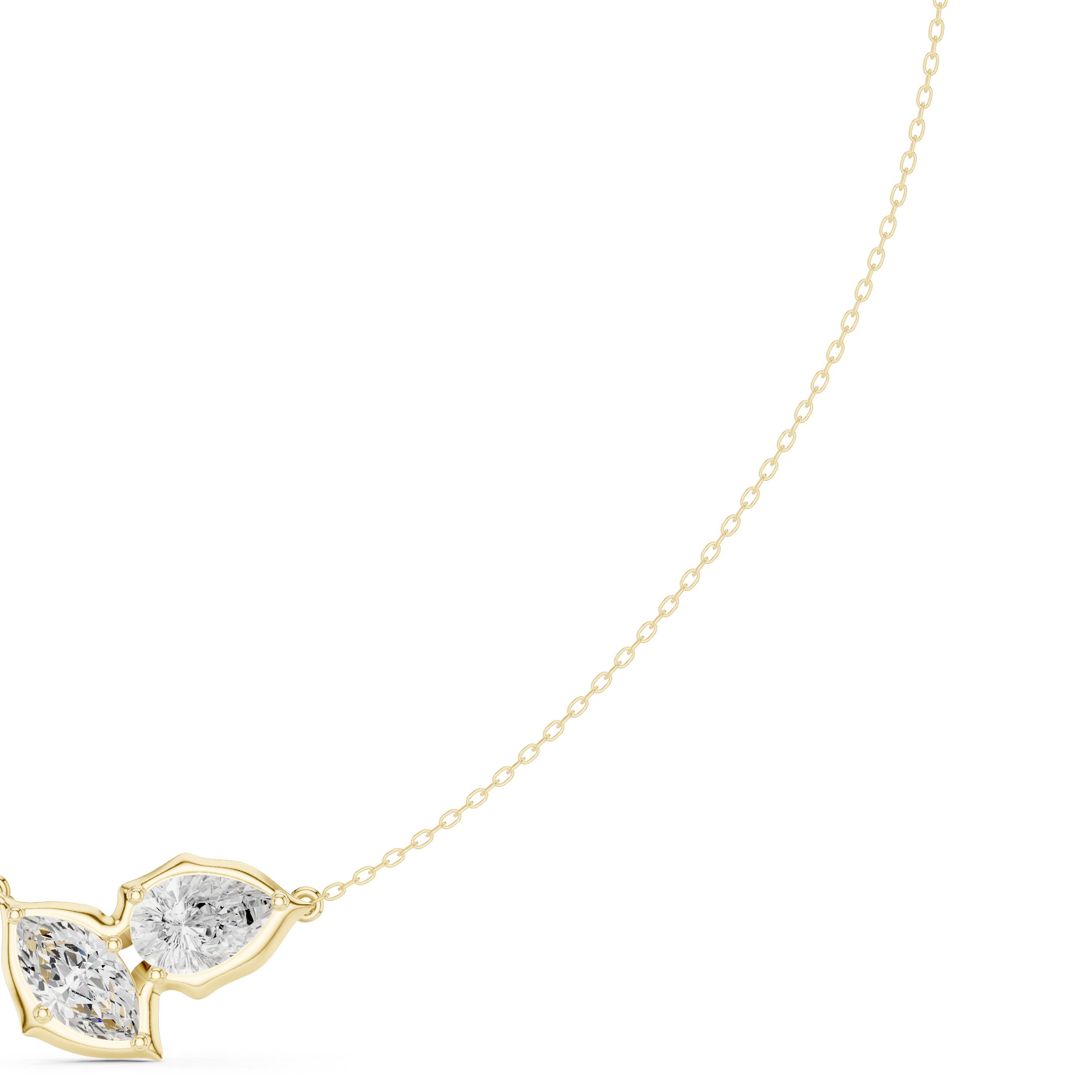 The Toi et Moi Pear and Marquise Bezel Necklace