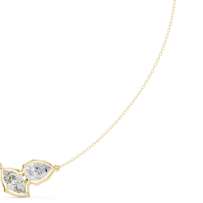 The Toi et Moi Pear and Marquise Bezel Necklace