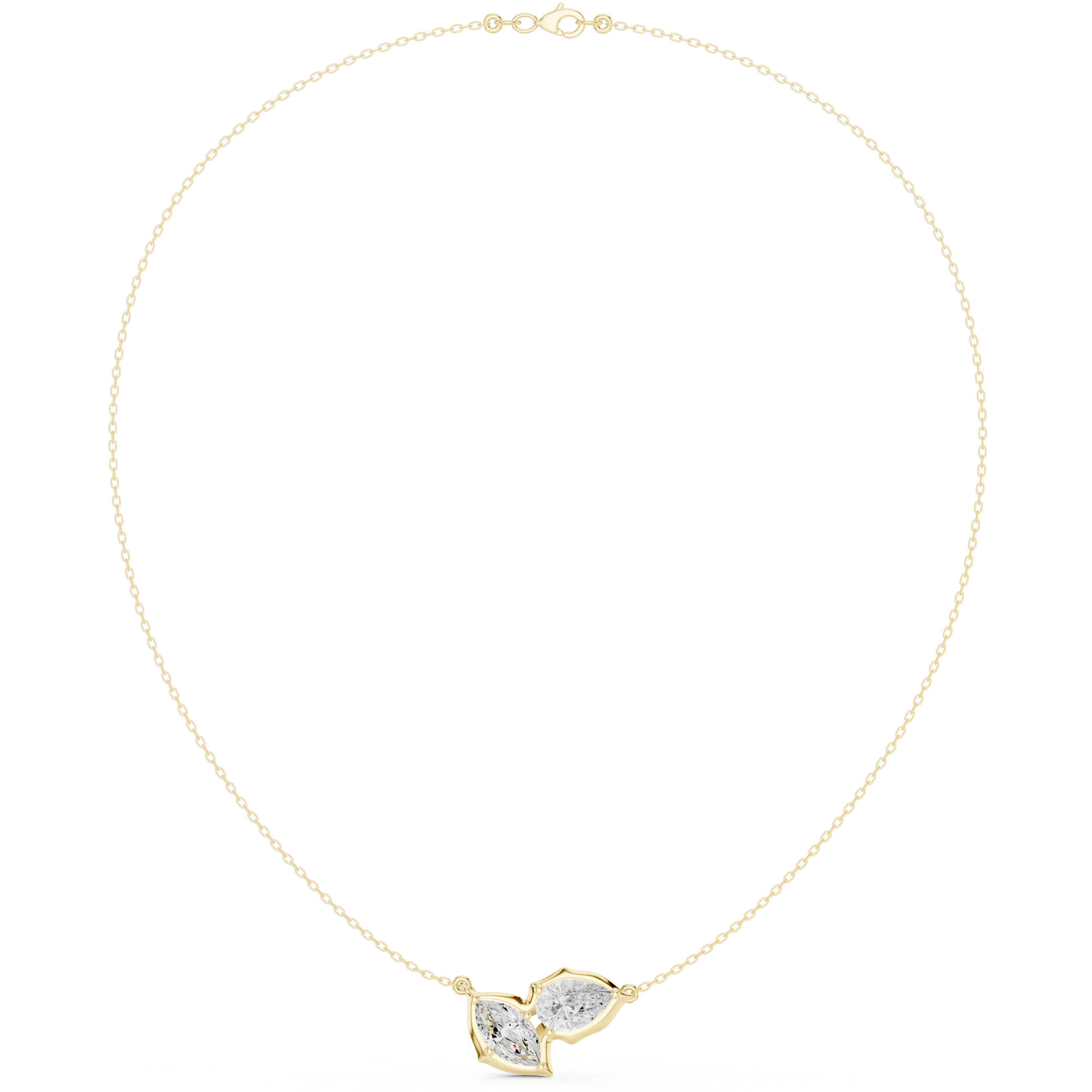 The Toi et Moi Pear and Marquise Bezel Necklace