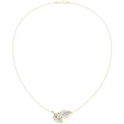 The Toi et Moi Pear and Marquise Bezel Necklace